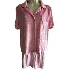 Juicy Couture Pink Women's Pajama short Set ~ soft to the touch velour ~ size XL